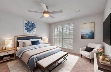 bedroom featuring ceiling fan