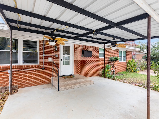 view of patio / terrace with ceiling fan