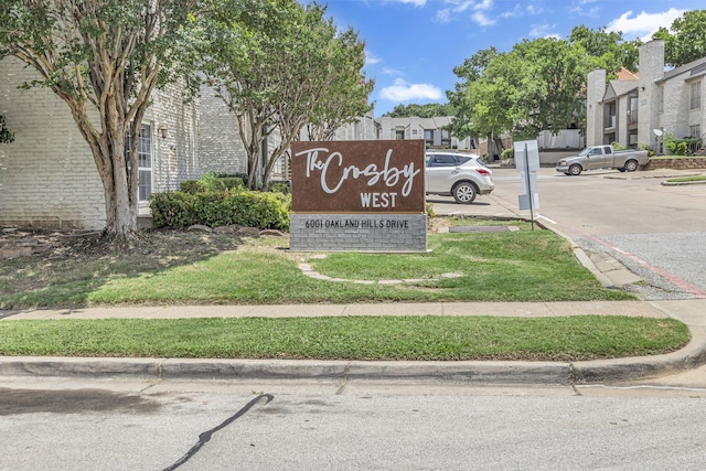 view of community sign