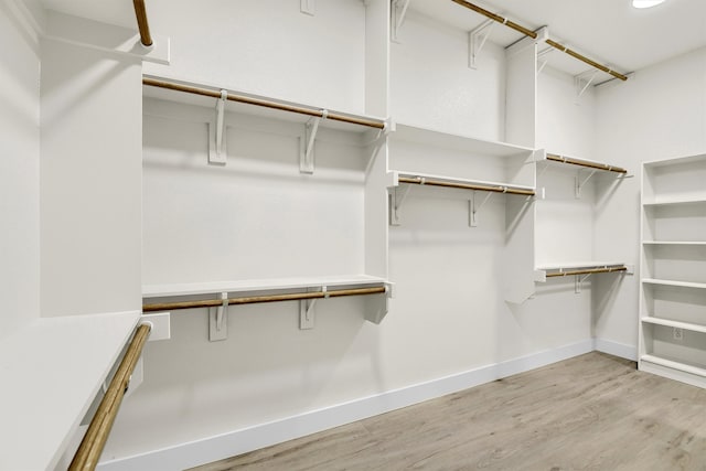 spacious closet featuring light hardwood / wood-style floors