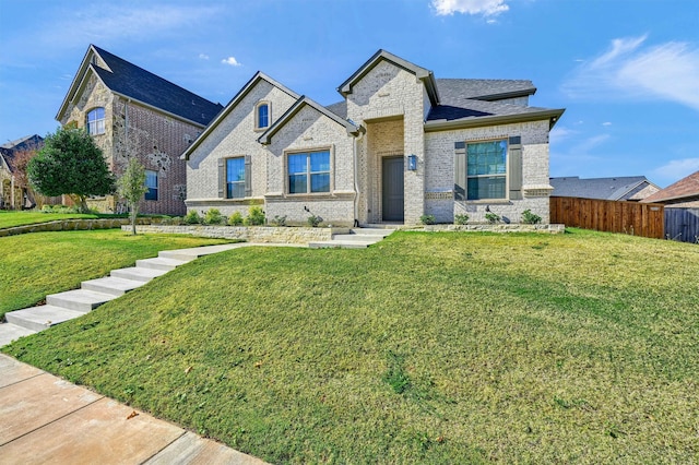 view of front of home featuring a front lawn