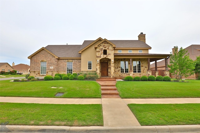 view of front of house featuring a front lawn