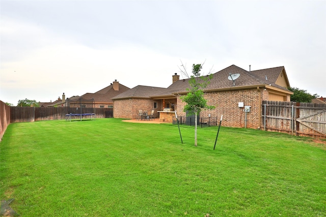 view of yard featuring a patio area and a trampoline