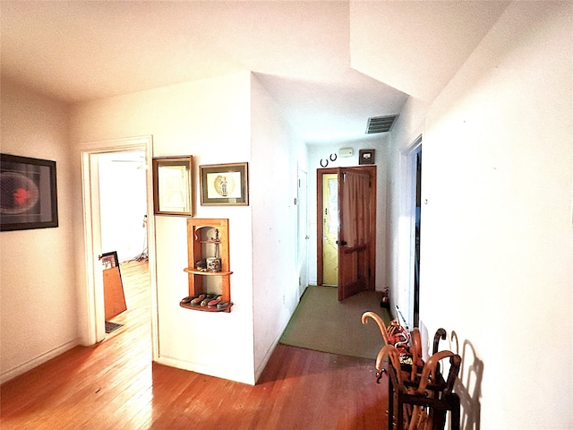 hallway featuring wood-type flooring