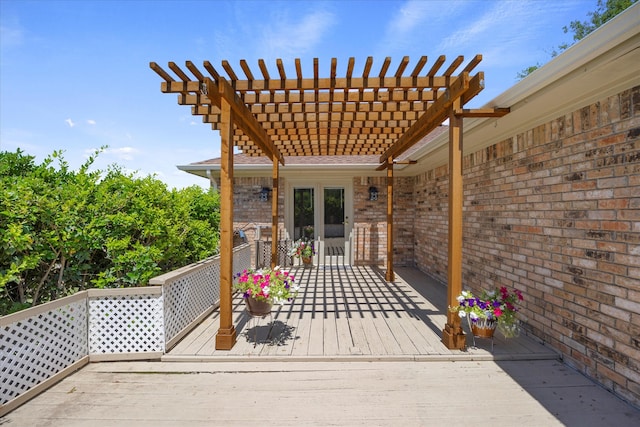 deck featuring a pergola