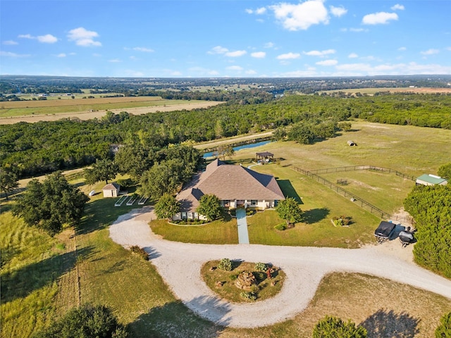 aerial view featuring a rural view