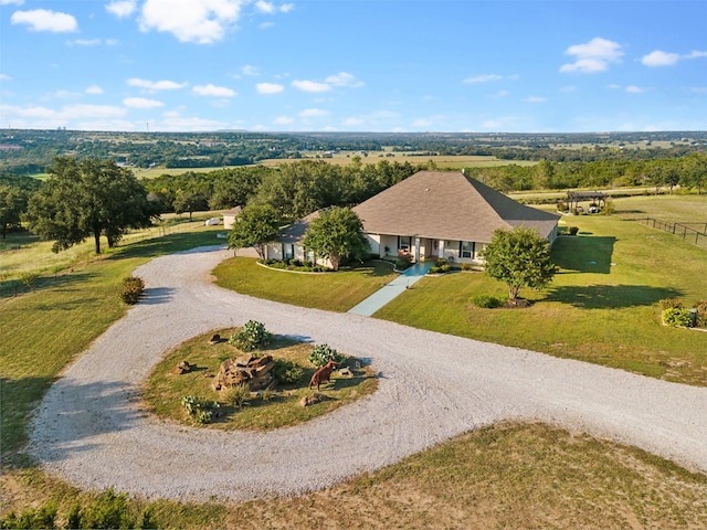 drone / aerial view featuring a rural view