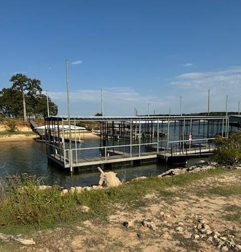 view of dock featuring a water view