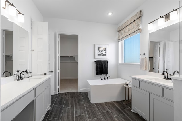 bathroom with vanity and a bathtub