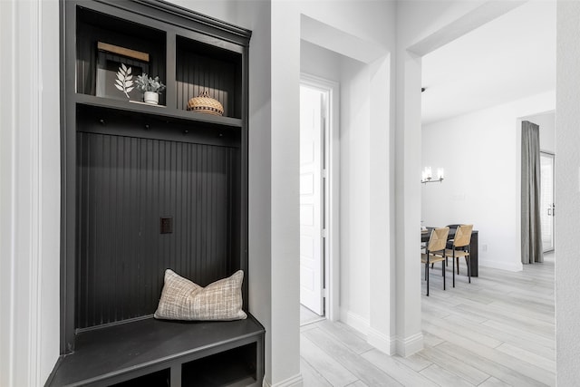 mudroom featuring light wood-type flooring