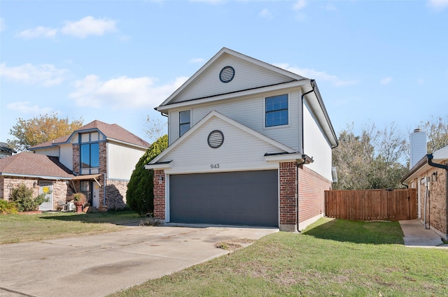 front of property featuring a front lawn and a garage