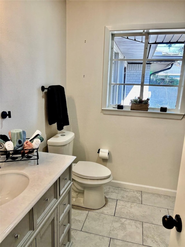 bathroom with toilet and vanity