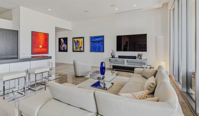 view of tiled living room