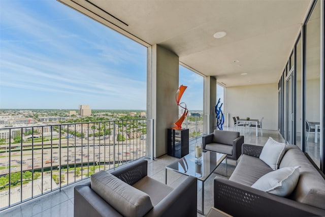 balcony featuring an outdoor living space