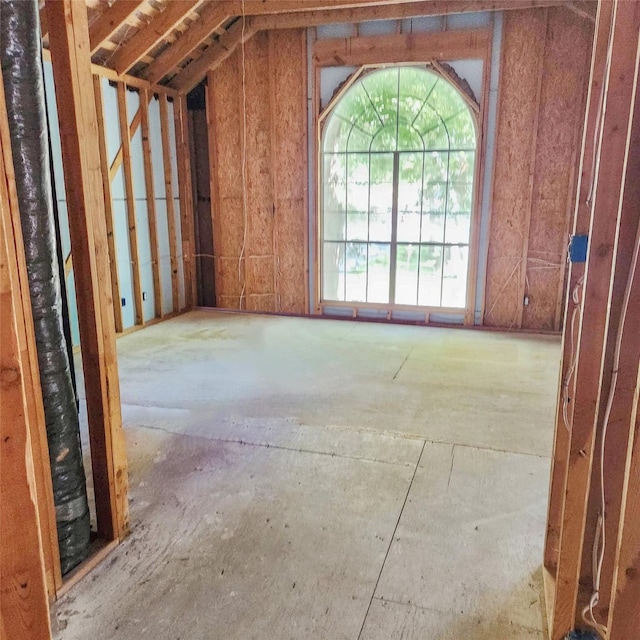 misc room with lofted ceiling