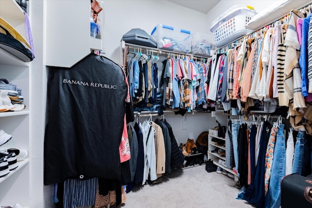 spacious closet with light colored carpet