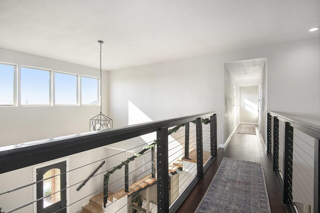 hall featuring dark wood-type flooring