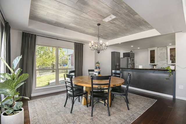 dining room featuring a chandelier and dark wood-type flooring