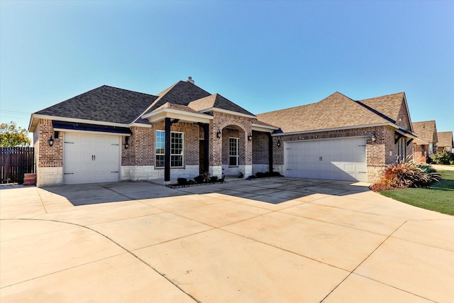 single story home with a garage