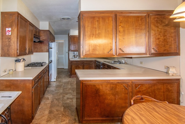 kitchen featuring kitchen peninsula, sink, and stainless steel appliances