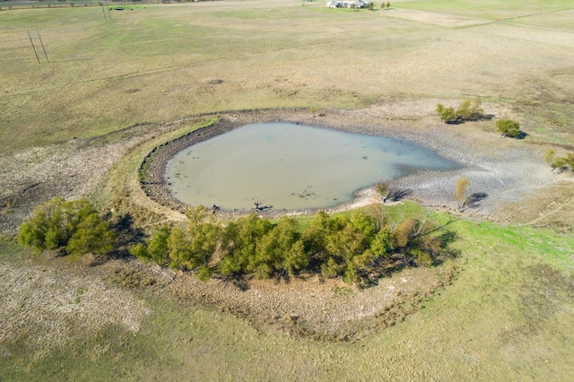 aerial view featuring a water view and a rural view