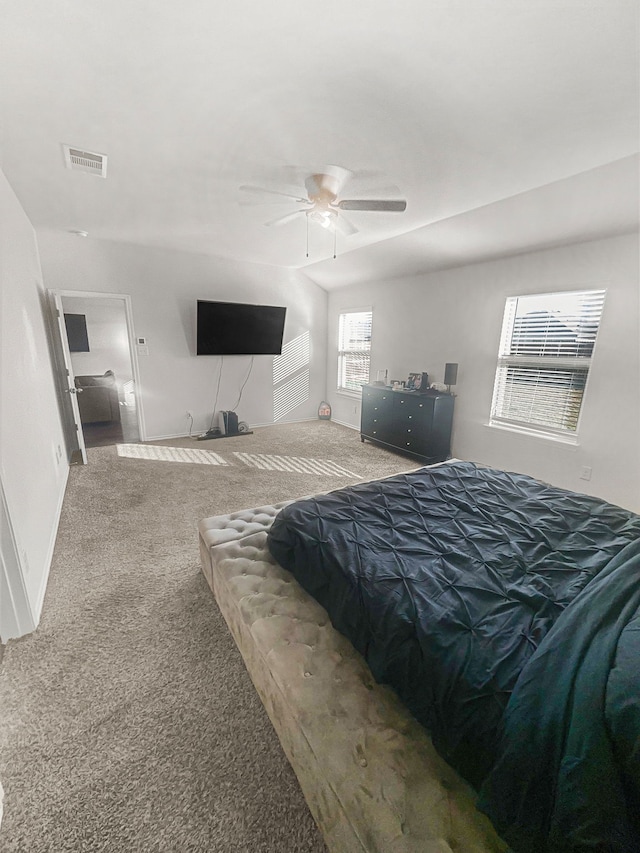 bedroom with carpet and ceiling fan