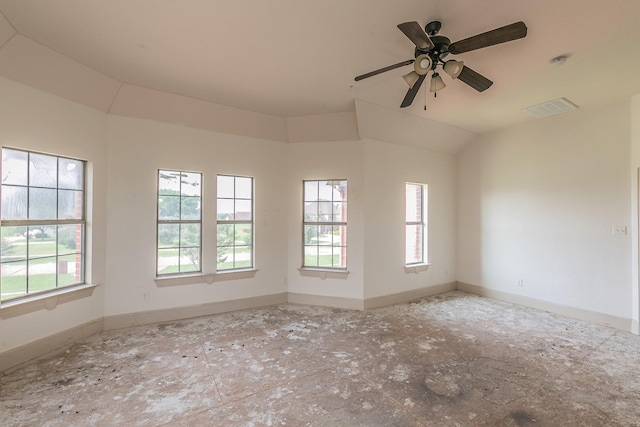 spare room with plenty of natural light and ceiling fan