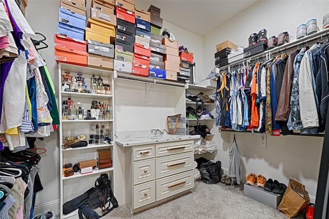 spacious closet with light colored carpet