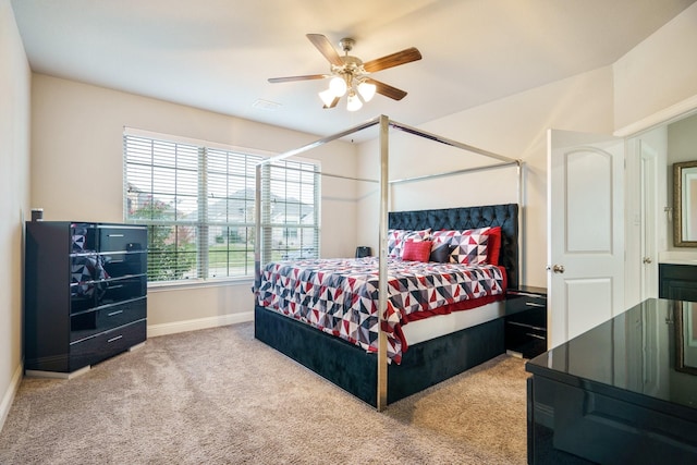 bedroom with carpet floors and ceiling fan