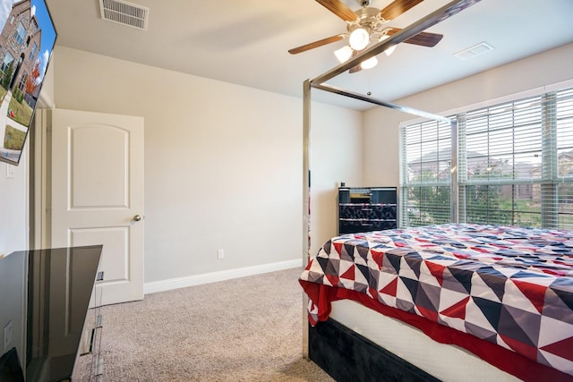 bedroom with carpet floors and ceiling fan