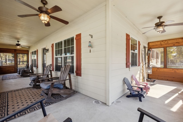 view of patio / terrace featuring a porch and ceiling fan