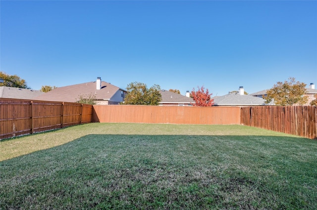 view of yard featuring a fenced backyard