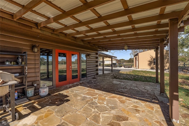 view of patio / terrace featuring french doors