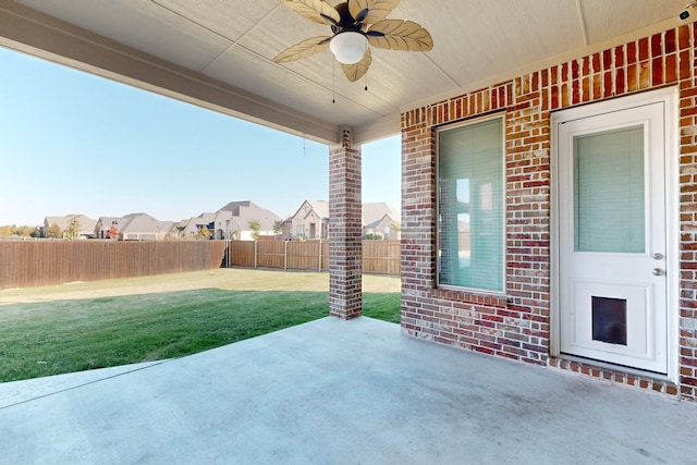 view of patio / terrace featuring ceiling fan