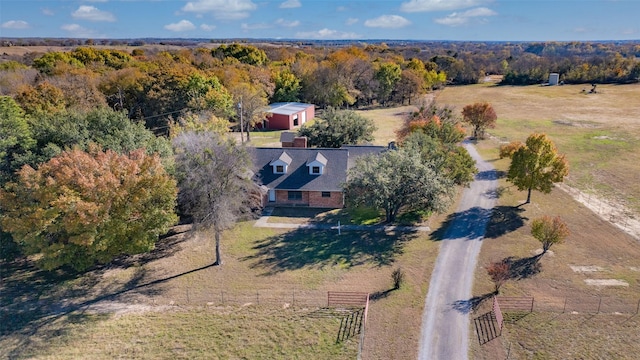 drone / aerial view featuring a rural view