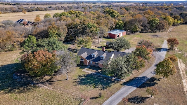 aerial view featuring a rural view