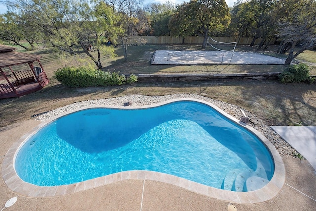 view of swimming pool with a gazebo