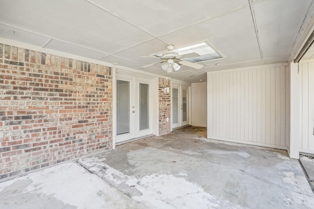 view of patio / terrace with ceiling fan and french doors