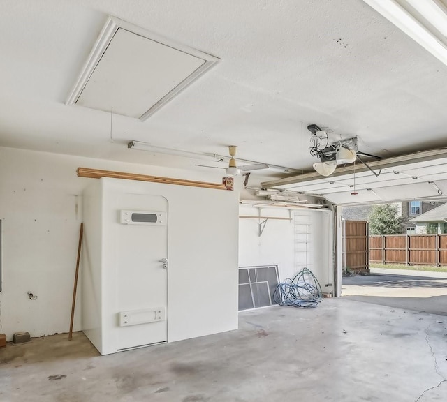 garage with a garage door opener