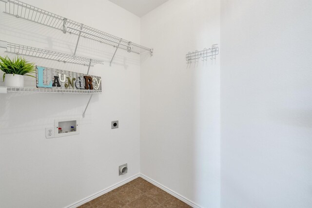 clothes washing area with hookup for a washing machine and electric dryer hookup