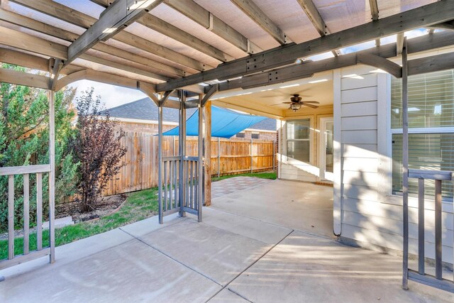 view of patio / terrace featuring ceiling fan