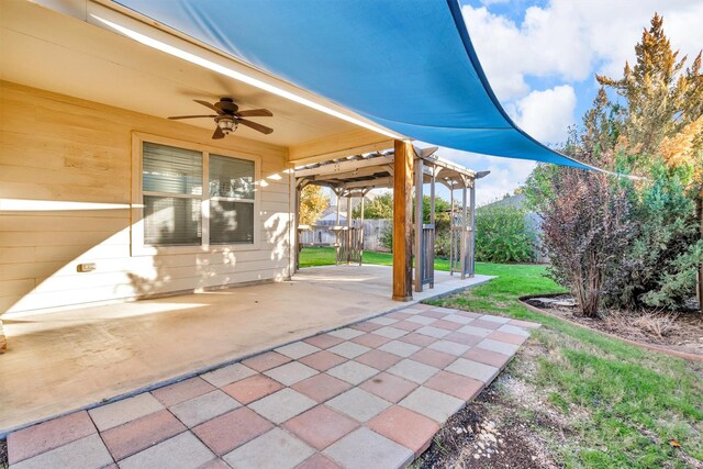 view of patio / terrace with ceiling fan