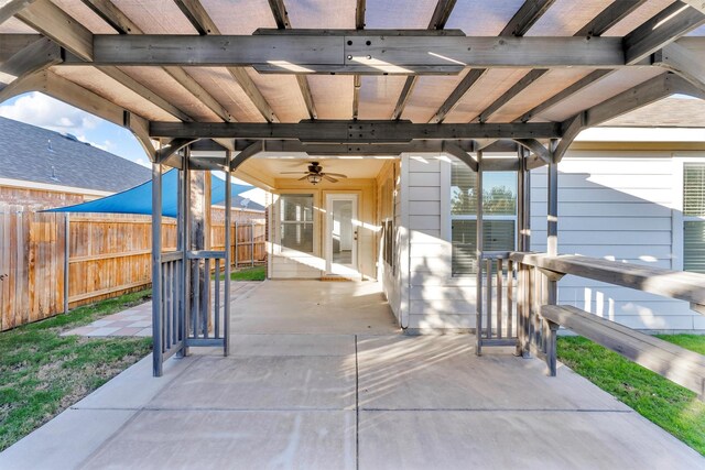 view of patio with ceiling fan