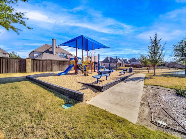 view of play area with a lawn