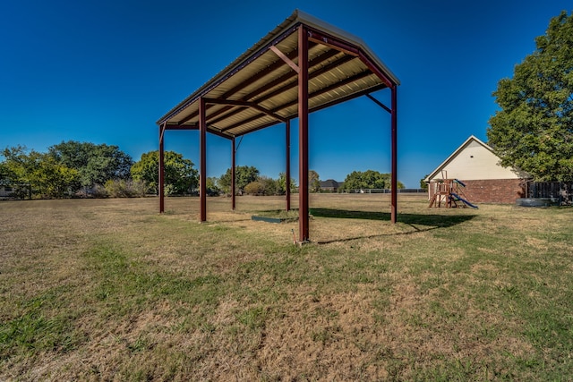 view of yard with a playground