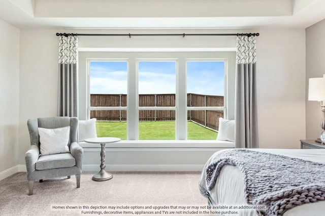 carpeted bedroom featuring multiple windows