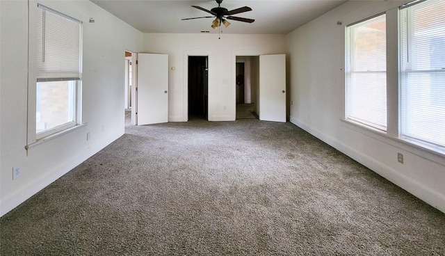 unfurnished bedroom with multiple windows and carpet