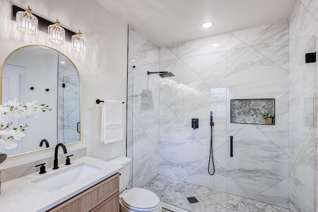 1724 S Hughes Ave, Fort Worth, TX 76105 - bathroom featuring vanity and a marble finish shower