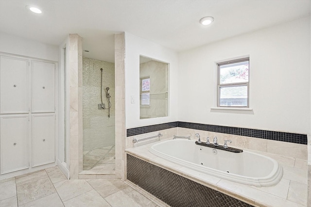 bathroom with plus walk in shower