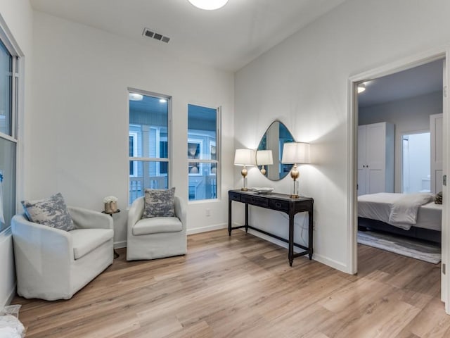 living area featuring light wood-type flooring